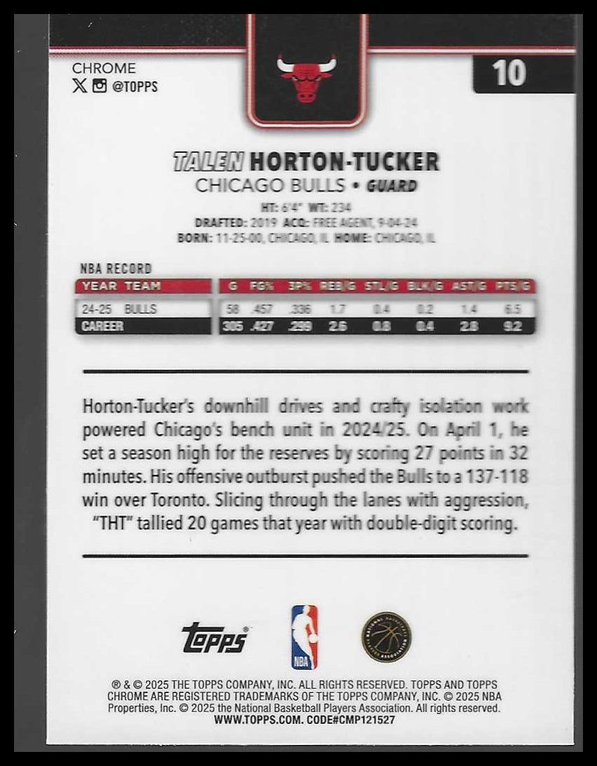 2025-26 Topps Chrome #10 Talen Horton-Tucker