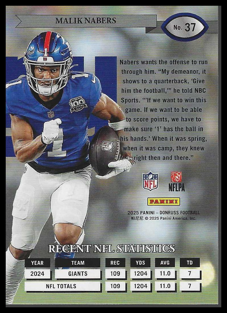 2025 Donruss #37 Malik Nabers Retro 1995