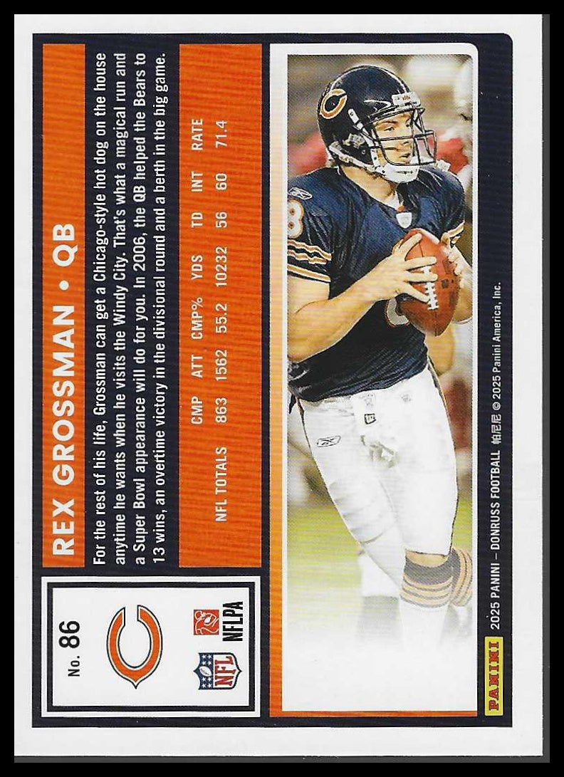 2025 Donruss #86 Rex Grossman Press Proofs Green