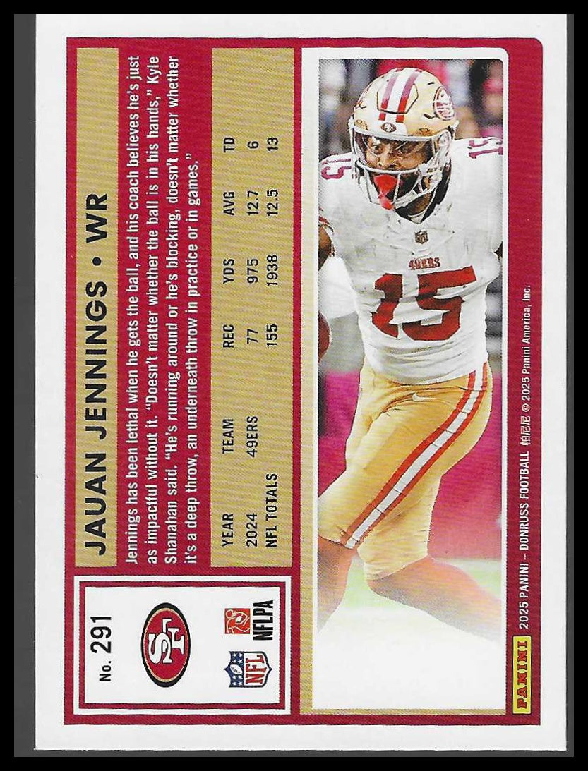 2025 Donruss #291 Jauan Jennings Press Proofs Green