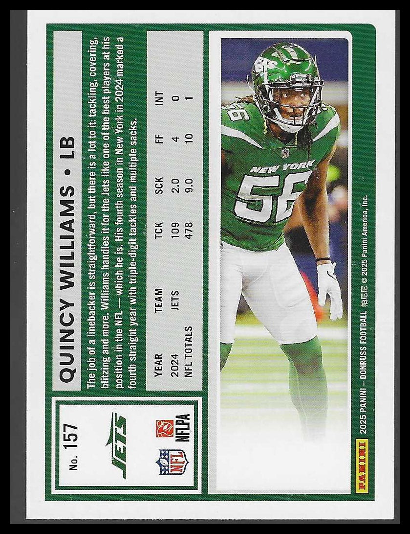 2025 Donruss #157 Quincy Williams Press Proofs Green