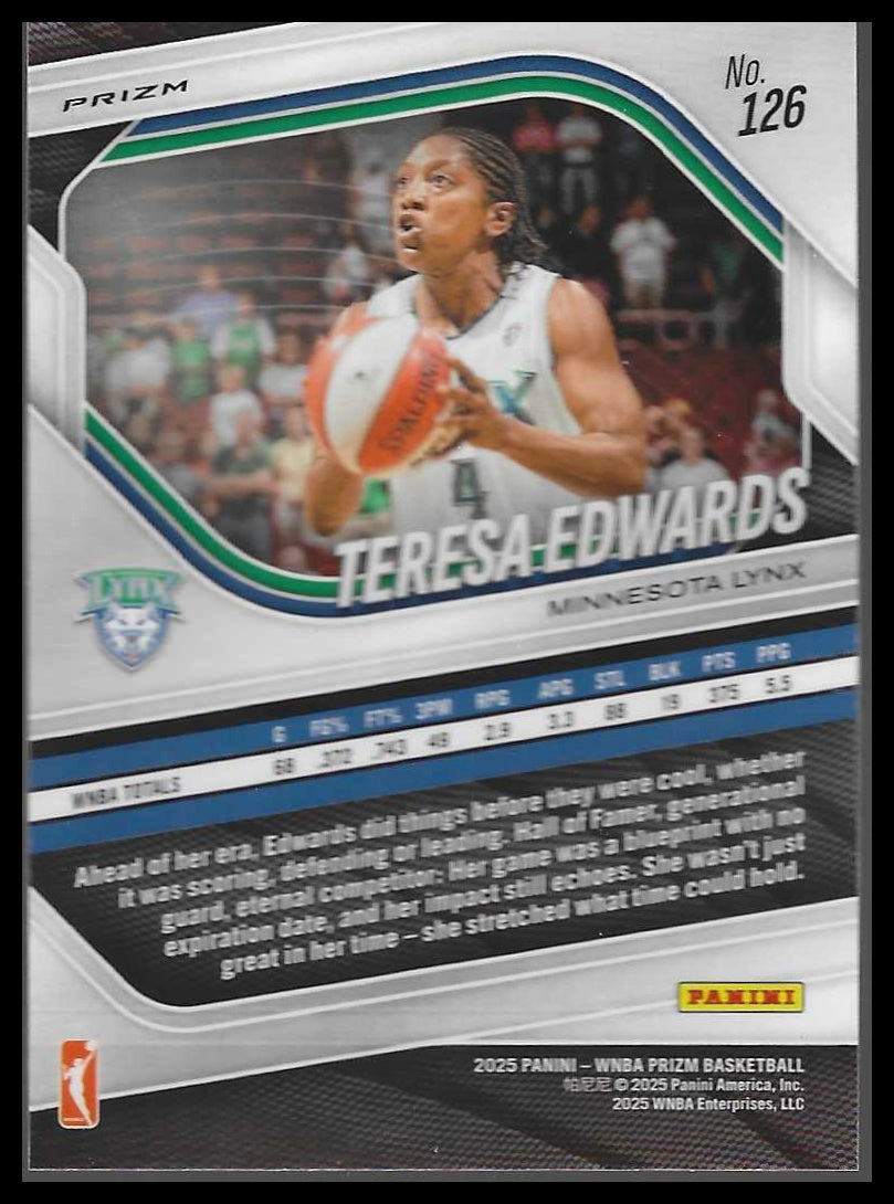 2025 Panini Prizm WNBA #126 Teresa Edwards Blue Velocity Prizms