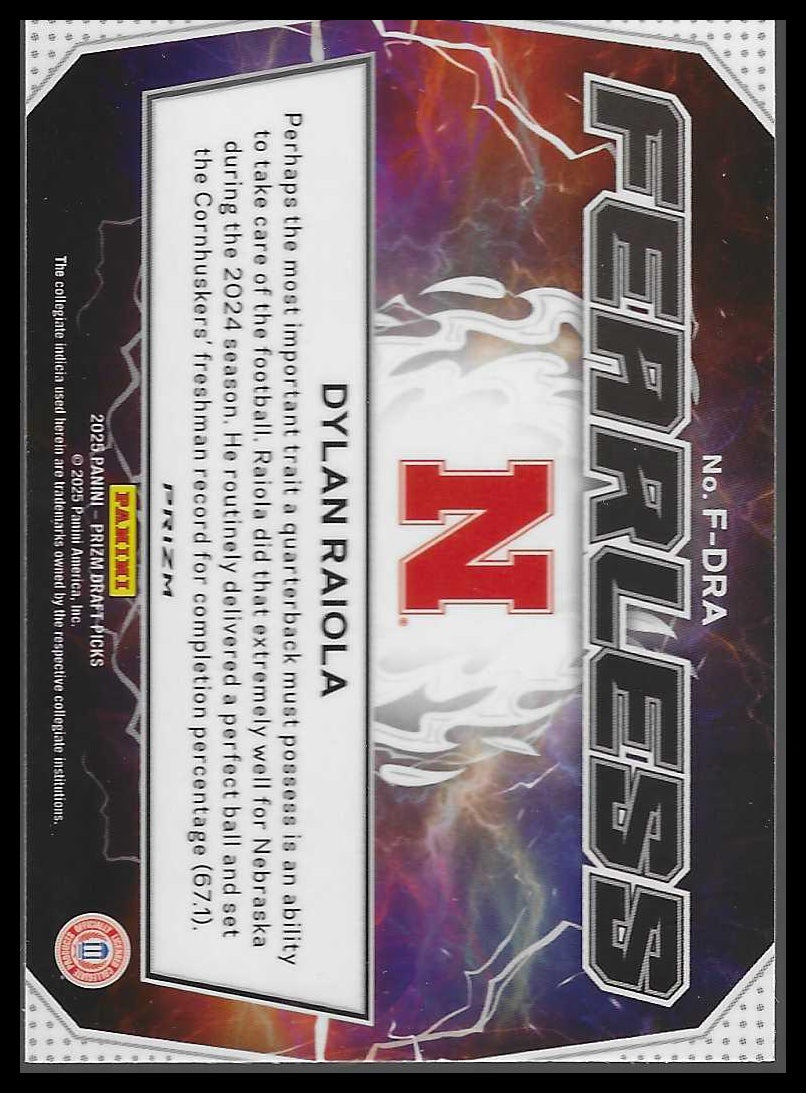 2025 Panini Prizm Draft Picks #F-DRA Dylan Raiola Fearless Gold Ice