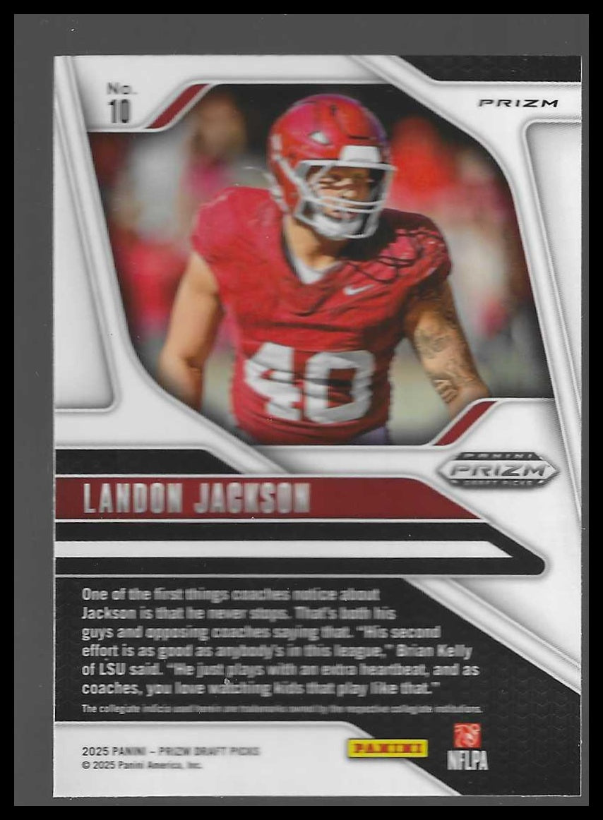 2025 Panini Prizm Draft Picks #10 Landon Jackson Prizms Gold Ice