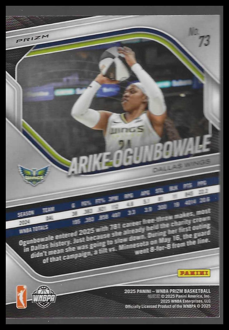 2025 Panini Prizm WNBA #73 Arike Ogunbowale Silver Prizms