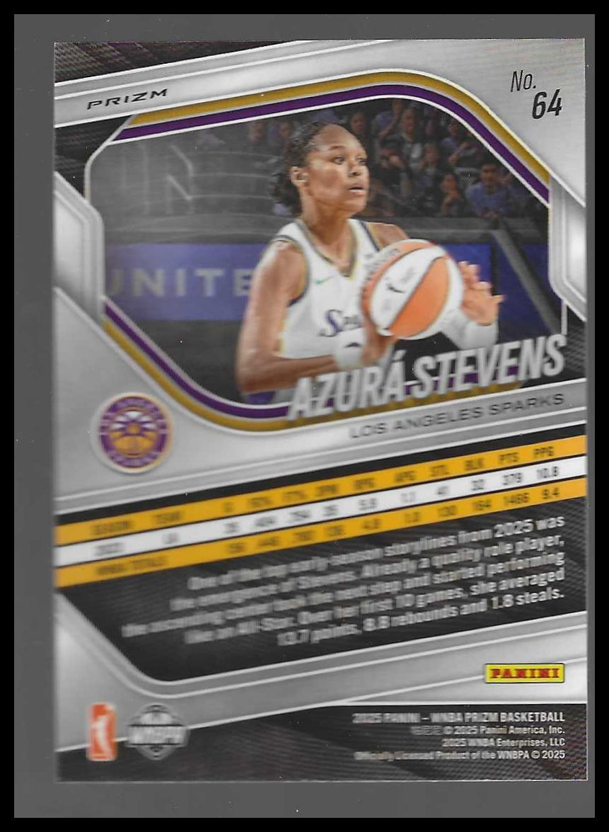 2025 Panini Prizm WNBA #64 Azura Stevens Blue Velocity Prizms