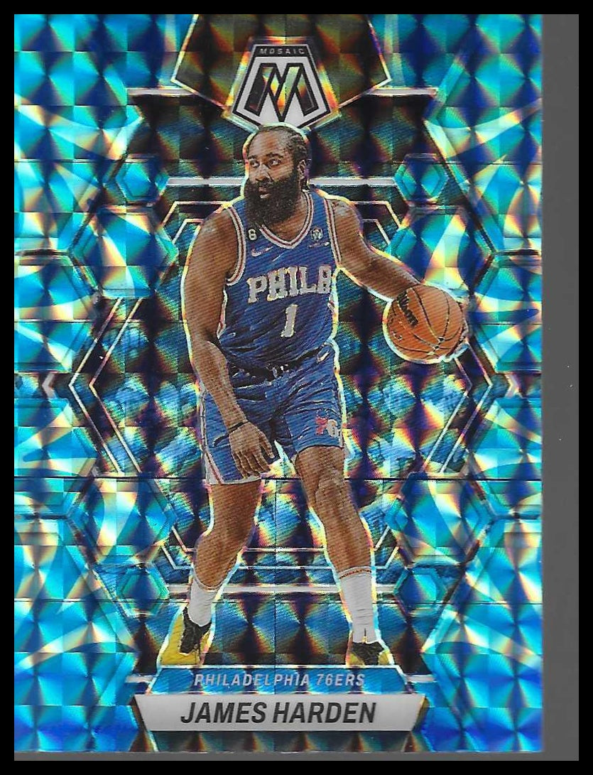 2022-23 Panini Mosaic #55 James Harden Reactive Blue