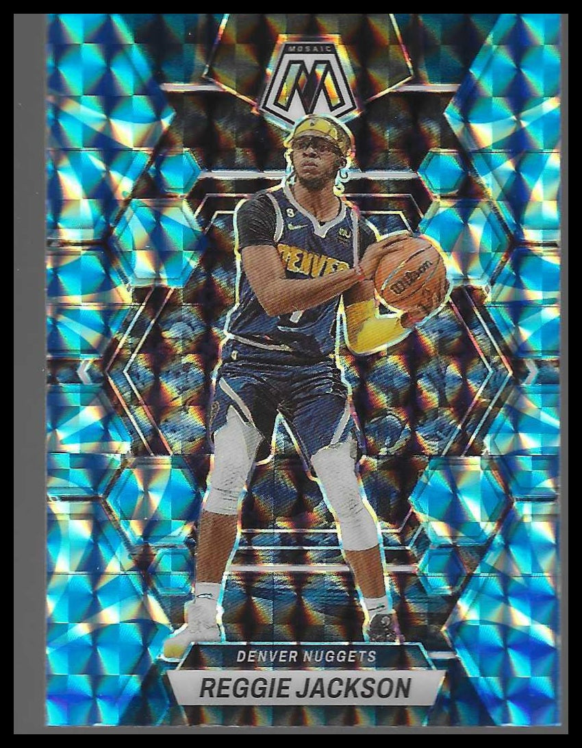 2022-23 Panini Mosaic #52 Reggie Jackson Reactive Blue