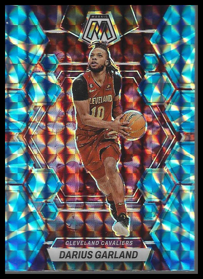 2022-23 Panini Mosaic #124 Darius Garland Reactive Blue