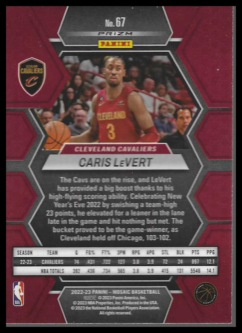 2022-23 Panini Mosaic #67 Caris LeVert Reactive Blue