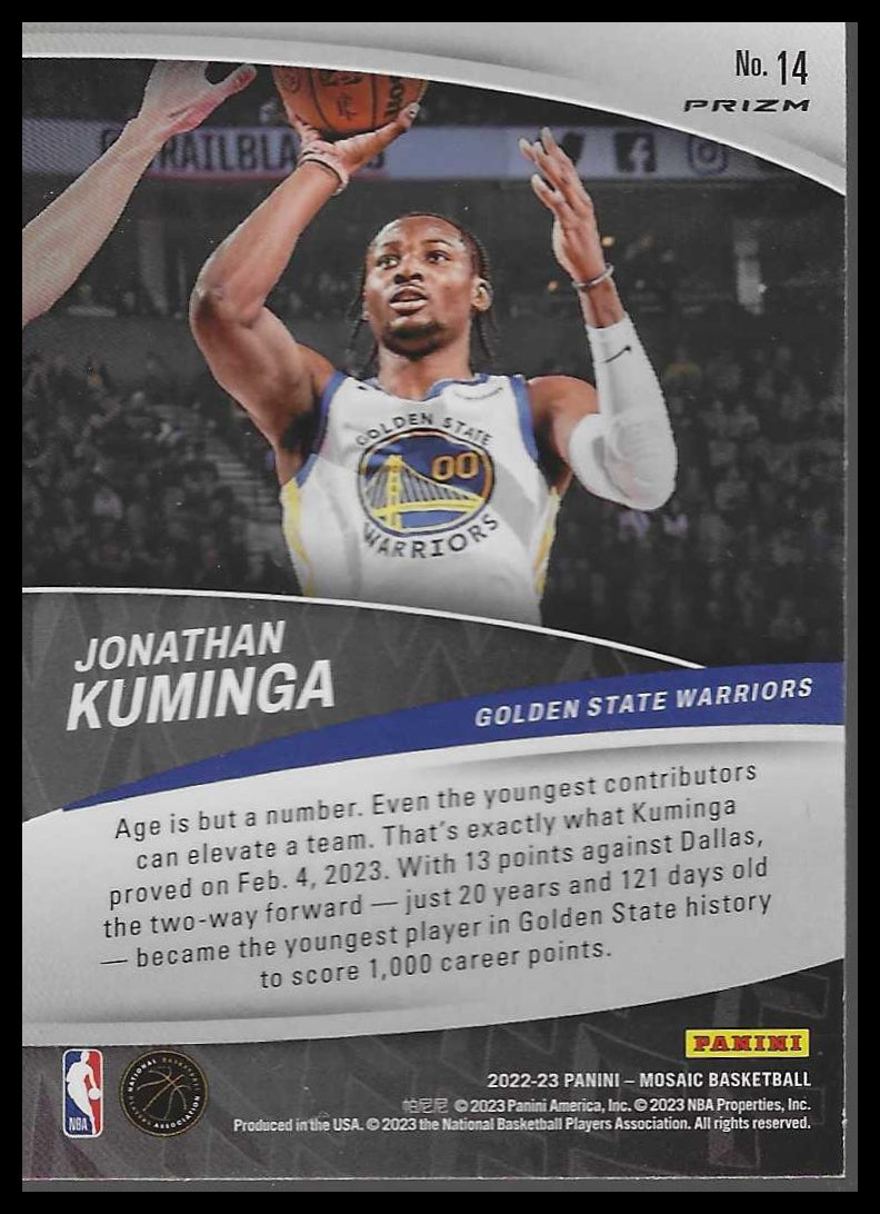 2022-23 Panini Mosaic #14 Jonathan Kuminga Elevate Mosaic
