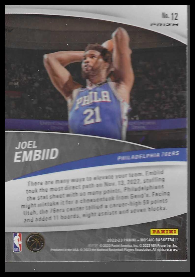 2022-23 Panini Mosaic #12 Joel Embiid Elevate Mosaic