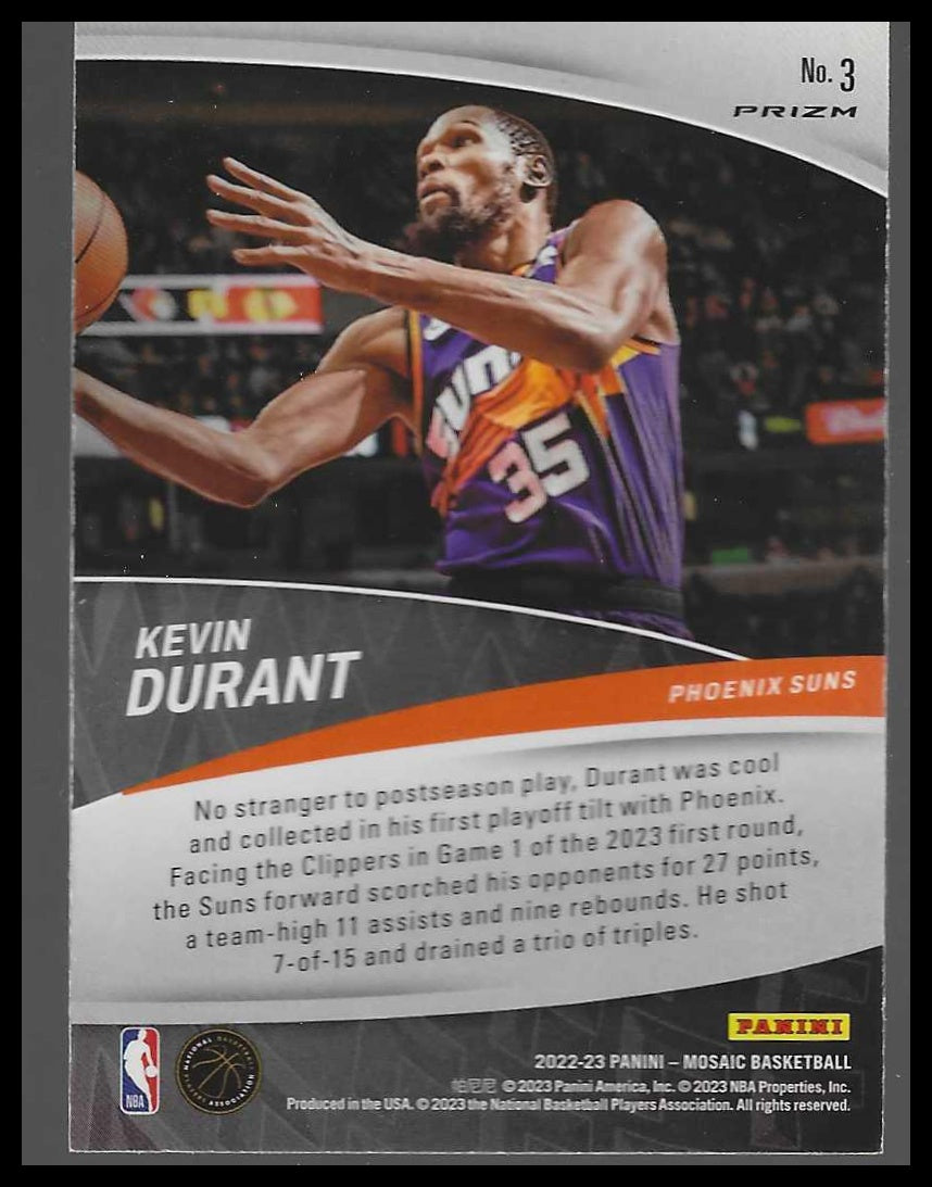 2021-22 Panini Mosaic #3 Kevin Durant Elevate Mosaic Green