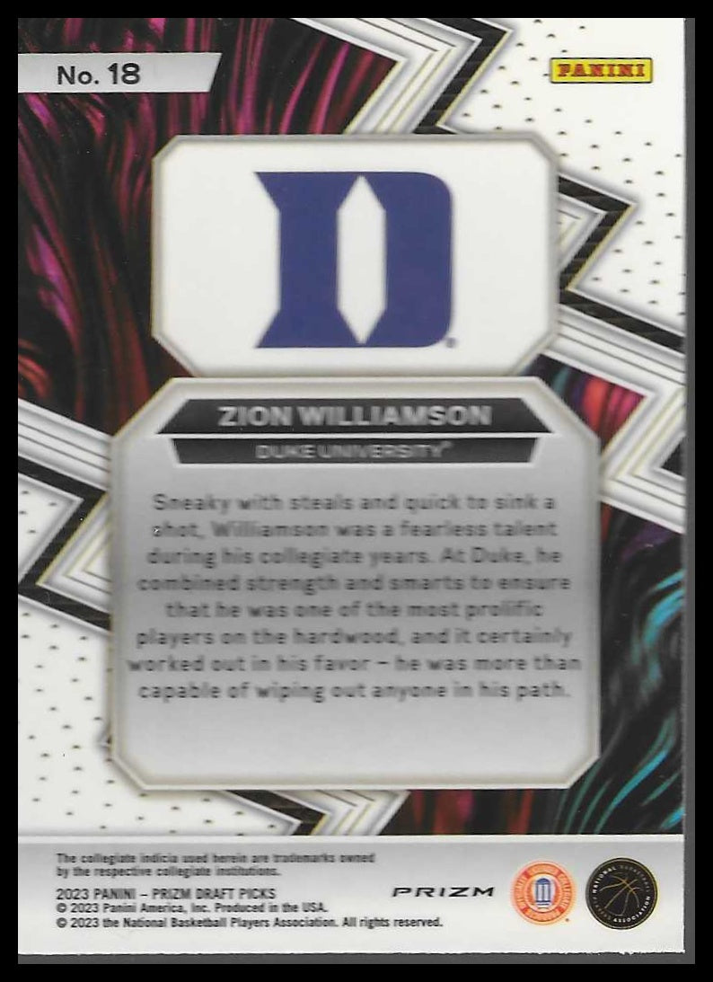 2023 Panini Prizm Draft Picks #18 Zion Williamson Fearless Red Ice