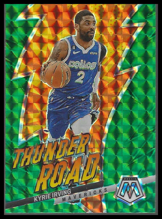 2022-23 Panini Mosaic #19 Kyrie Irving Thunder Road Mosaic Green