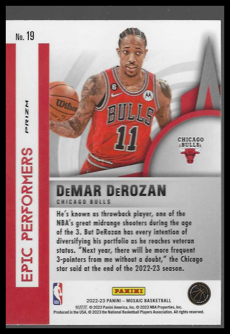 2022-23 Panini Mosaic #19 DeMar DeRozan Epic Performers Mosaic