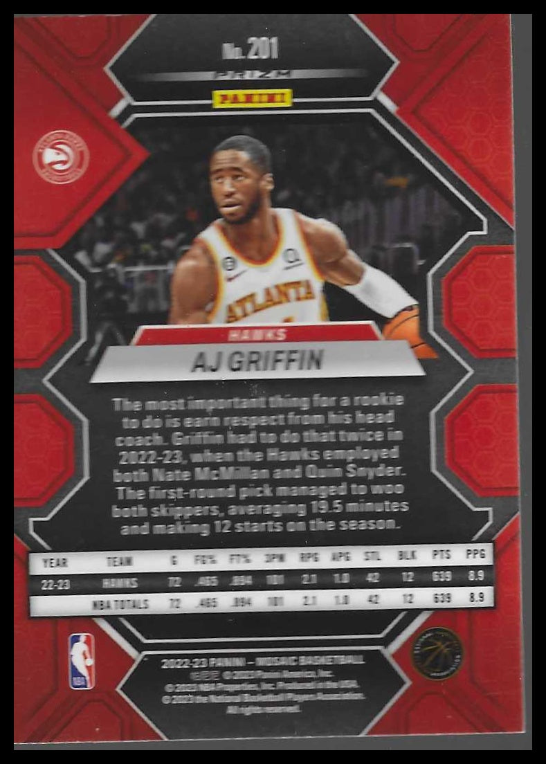2022-23 Panini Mosaic #201 AJ Griffin Choice Red and Green