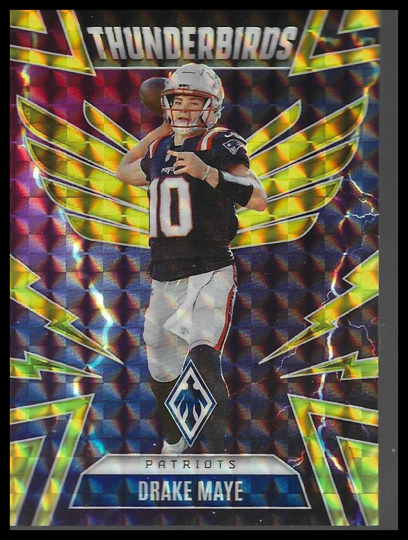 2025 Panini Phoenix #35 Drake Maye Thunderbirds Yellow Pyramids Prizm #/149