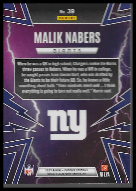 2025 Panini Phoenix #39 Malik Nabers Thunderbirds
