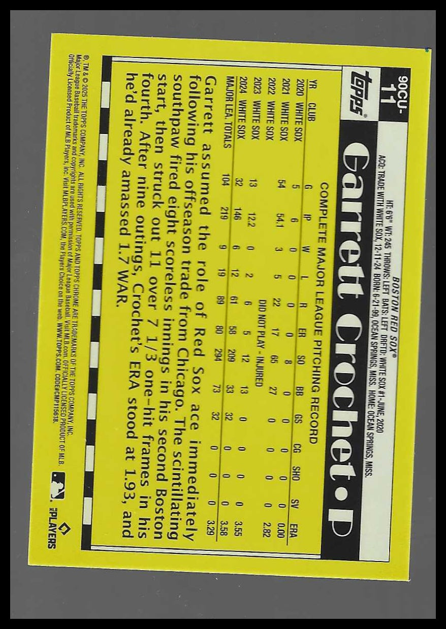 2025 Topps Chrome Update #90CU-11 Garrett Crochet 1990 Topps Chrome