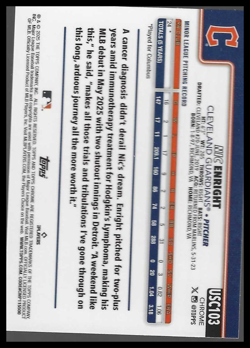 2025 Topps Chrome Update #USC103 Nic Enright RayWave Refractor