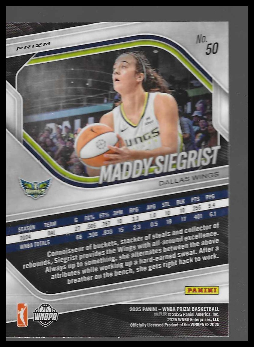 2025 Panini Prizm WNBA #50 Maddy Siegrist Ice Prizms