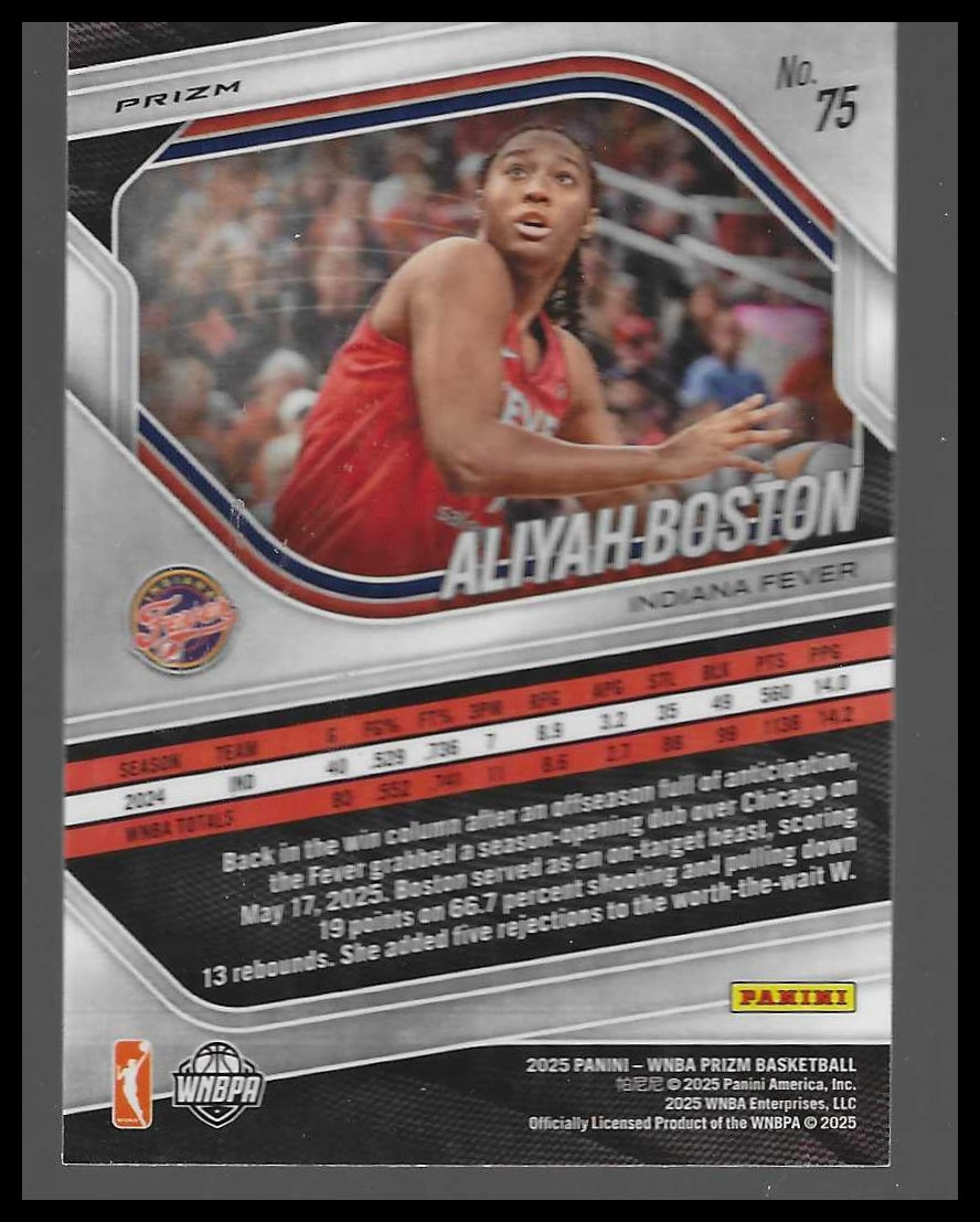2025 Panini Prizm WNBA #75 Aliyah Boston Ice Prizms