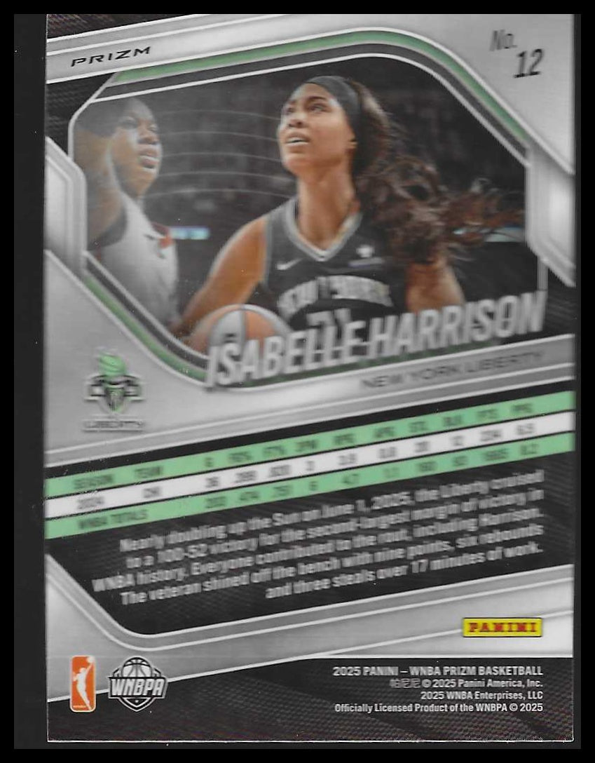 2025 Panini Prizm WNBA #12 Isabelle Harrison Green Prizms