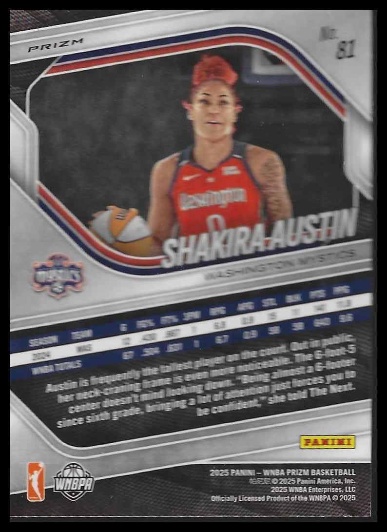 2025 Panini Prizm WNBA #81 Shakira Austin Ice Prizms