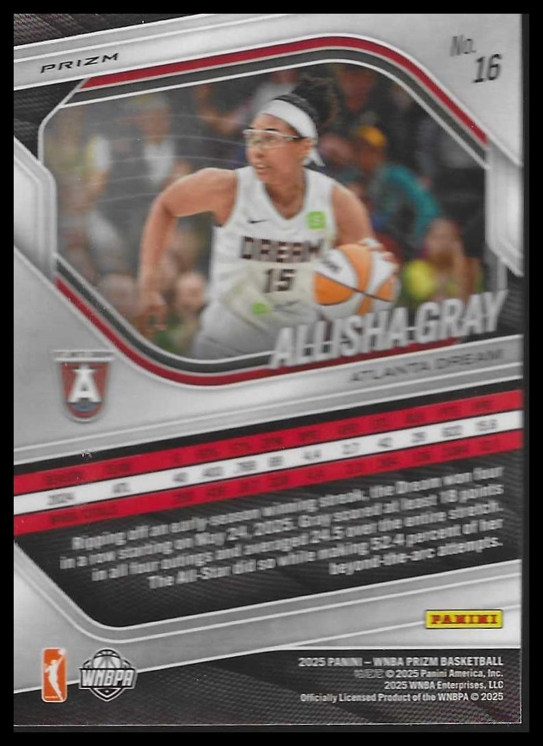 2025 Panini Prizm WNBA #16 Allisha Gray Silver Prizms