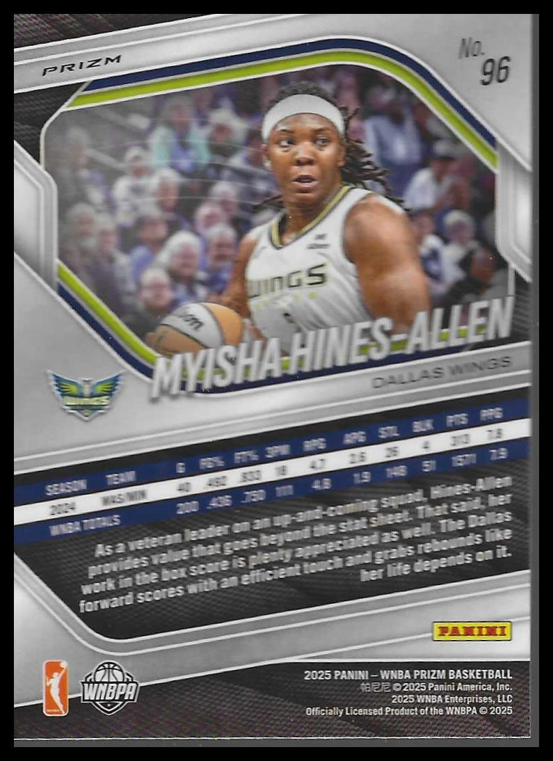 2025 Panini Prizm WNBA #96 Myisha Hines-Allen Blue Velocity Prizms