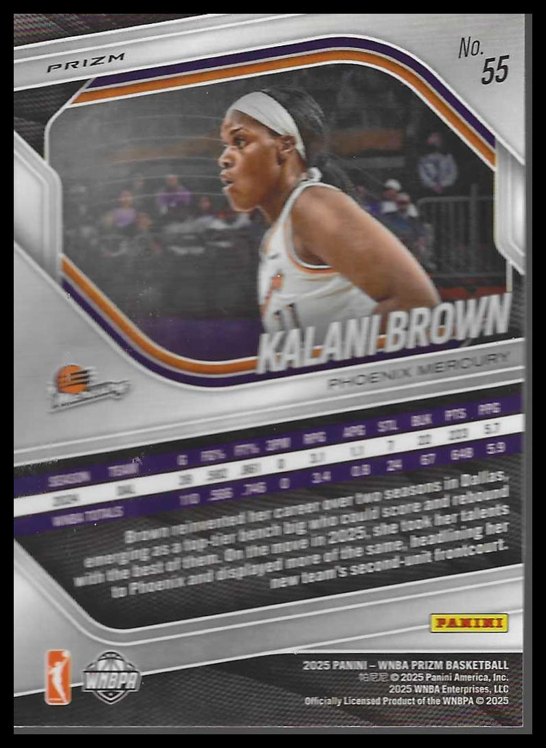 2025 Panini Prizm WNBA #55 Kalani Brown Blue Velocity Prizms