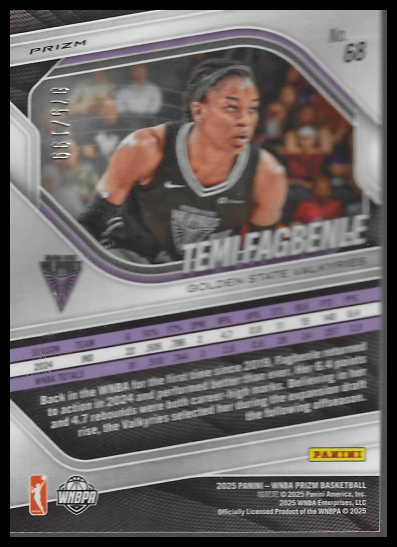 2025 Panini Prizm WNBA #68 Temi Fagbenle Blue Pulsar Prizms #/199