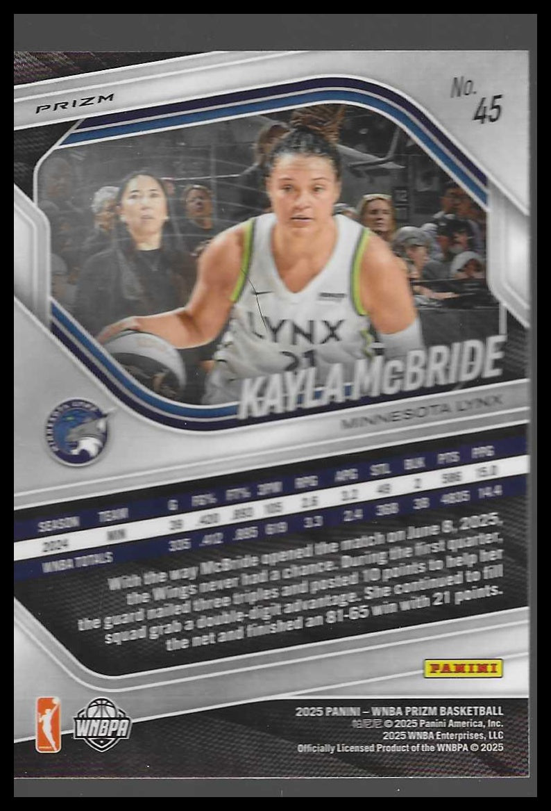 2025 Panini Prizm WNBA #45 Kayla McBride Ice Prizms
