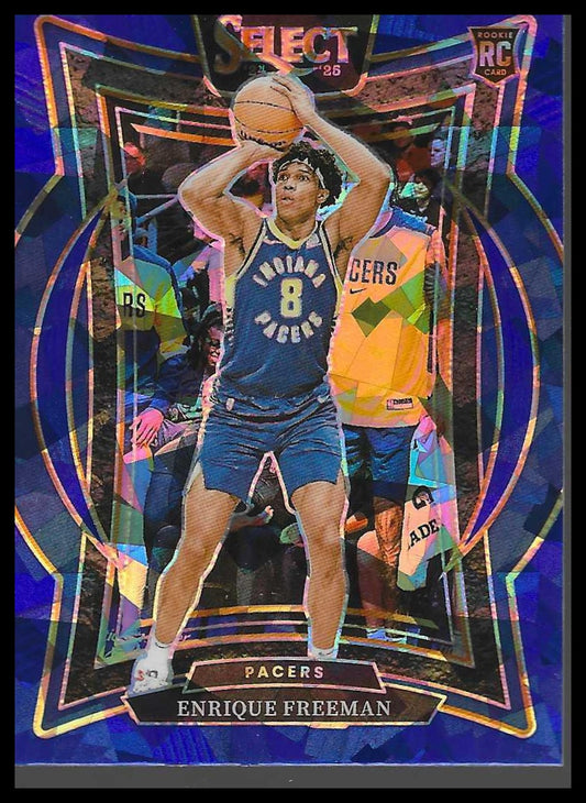 2024-25 Panini Select #80 Enrique Freeman Blue Cracked Ice Prizm