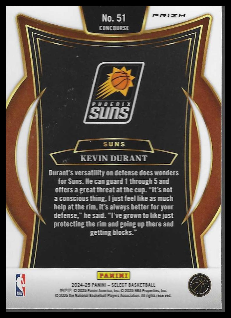 2024-25 Panini Select #51 Kevin Durant Blue Cracked Ice Prizm