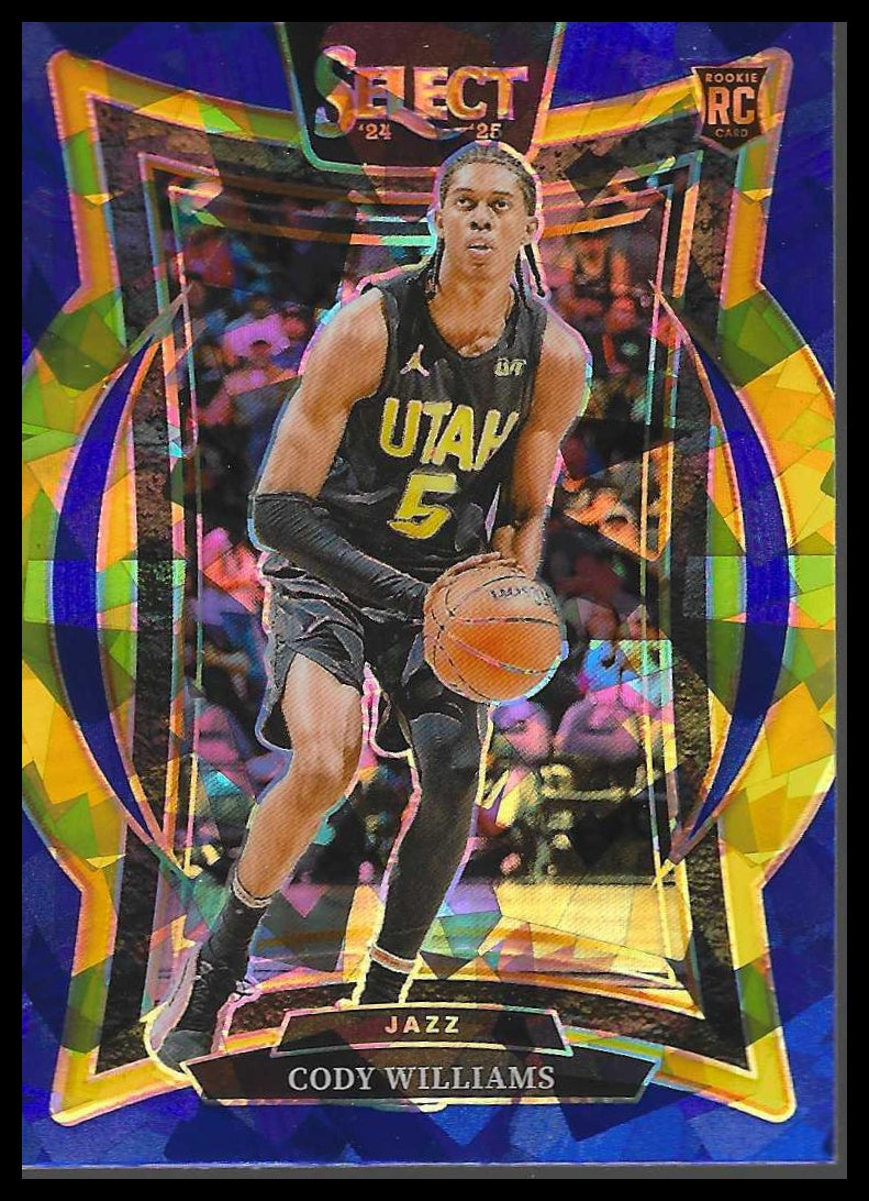 2024-25 Panini Select #71 Cody Williams Blue Cracked Ice Prizm