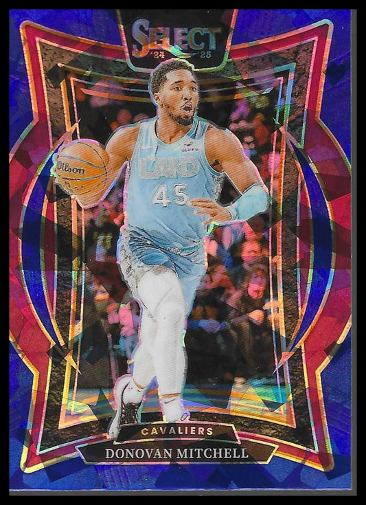 2024-25 Panini Select #21 Donovan Mitchell Blue Cracked Ice Prizm