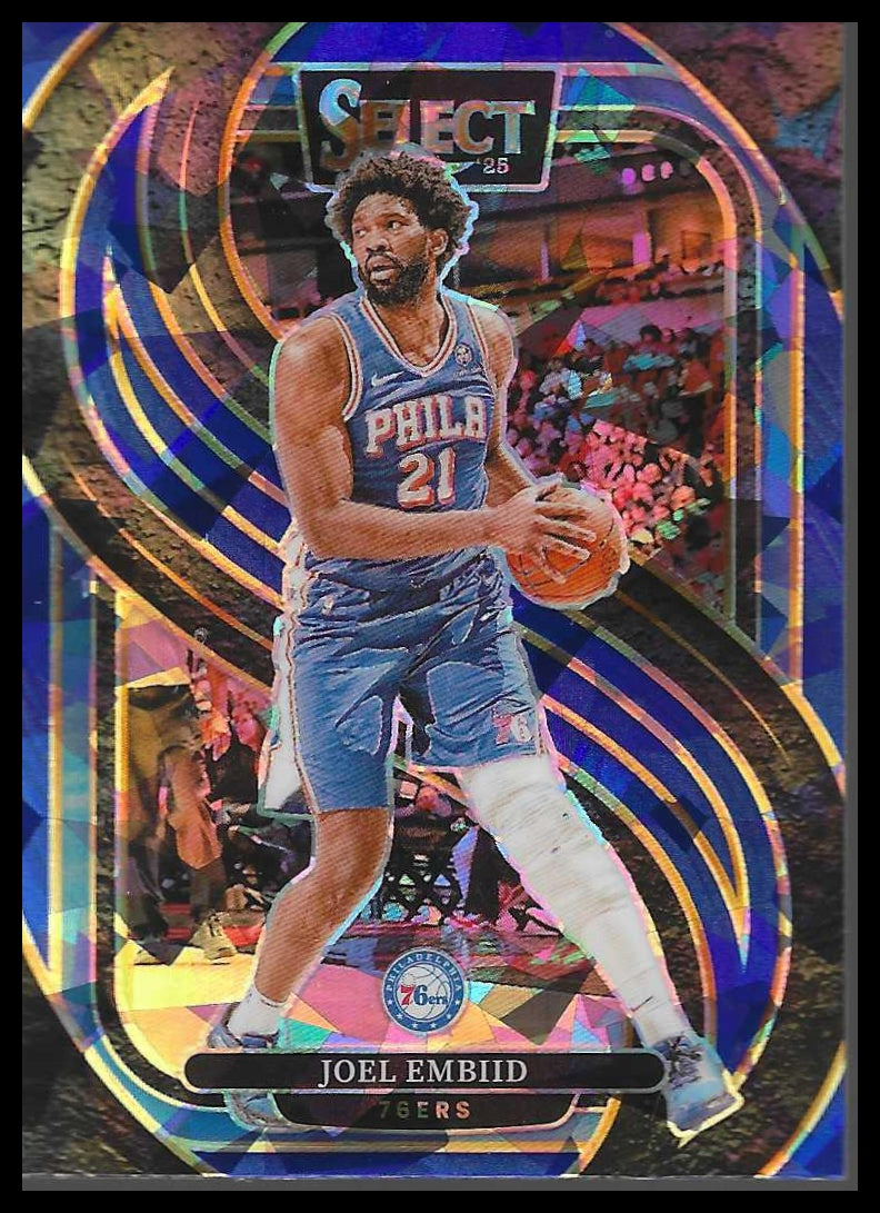 2024-25 Panini Select #101 Joel Embiid Blue Cracked Ice Prizm