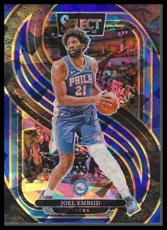 2024-25 Panini Select #101 Joel Embiid Blue Cracked Ice Prizm