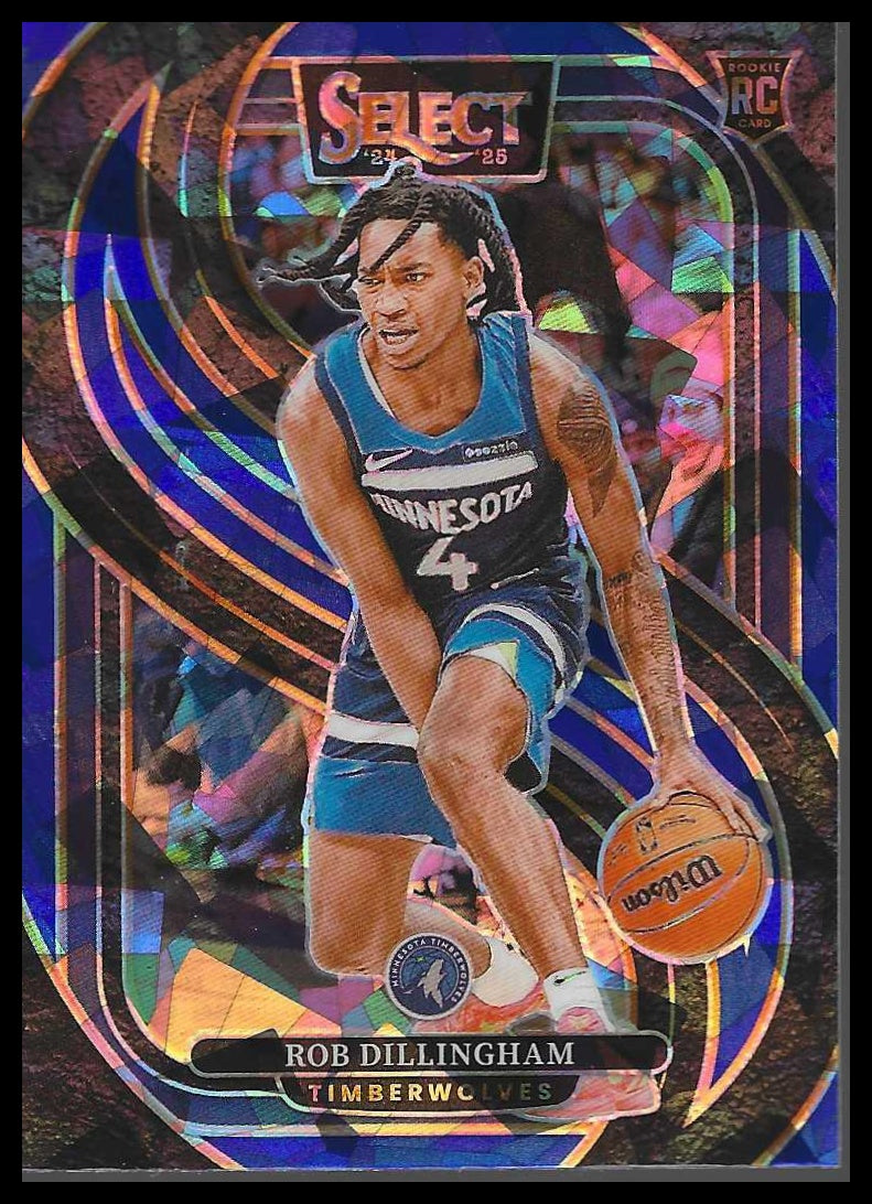 2024-25 Panini Select #187 Rob Dillingham Blue Cracked Ice Prizm