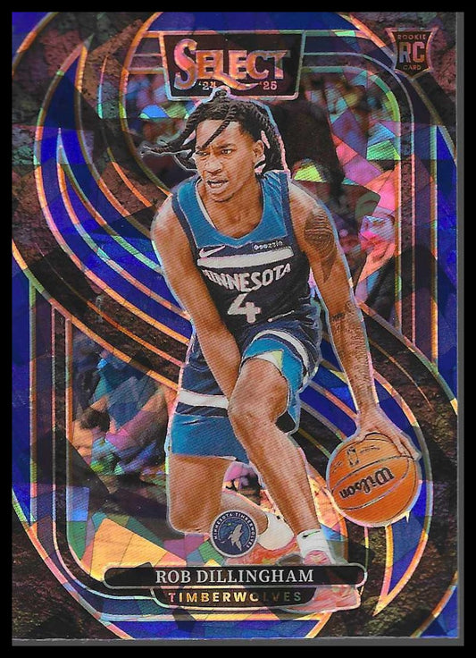 2024-25 Panini Select #187 Rob Dillingham Blue Cracked Ice Prizm