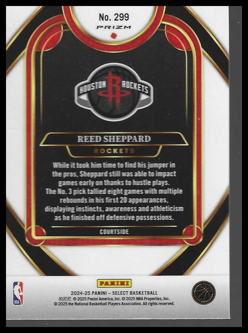 2024-25 Panini Select #299 Reed Sheppard Blue Cracked Ice Prizm