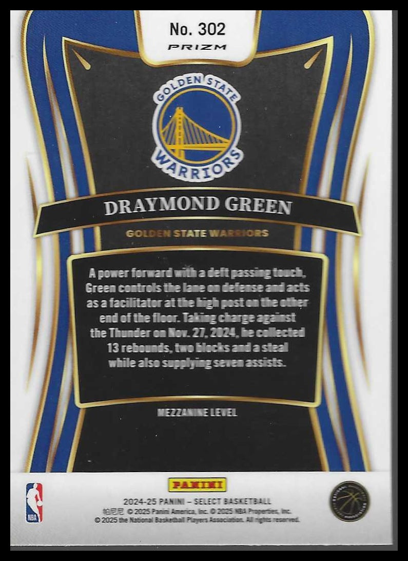 2024-25 Panini Select #302 Draymond Green Blue Cracked Ice Prizm