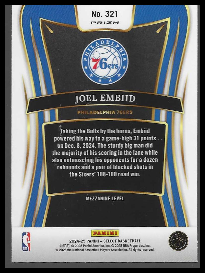 2024-25 Panini Select #321 Joel Embiid Blue Cracked Ice Prizm