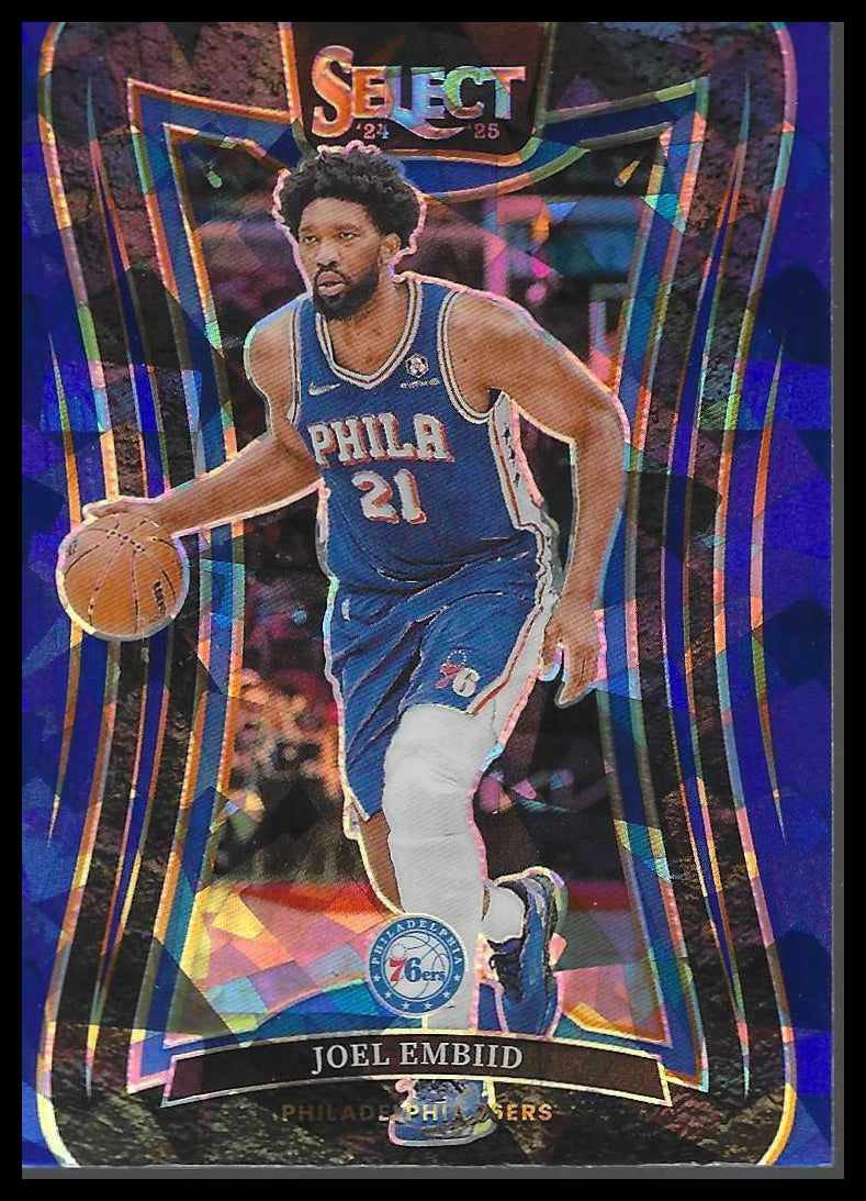 2024-25 Panini Select #321 Joel Embiid Blue Cracked Ice Prizm
