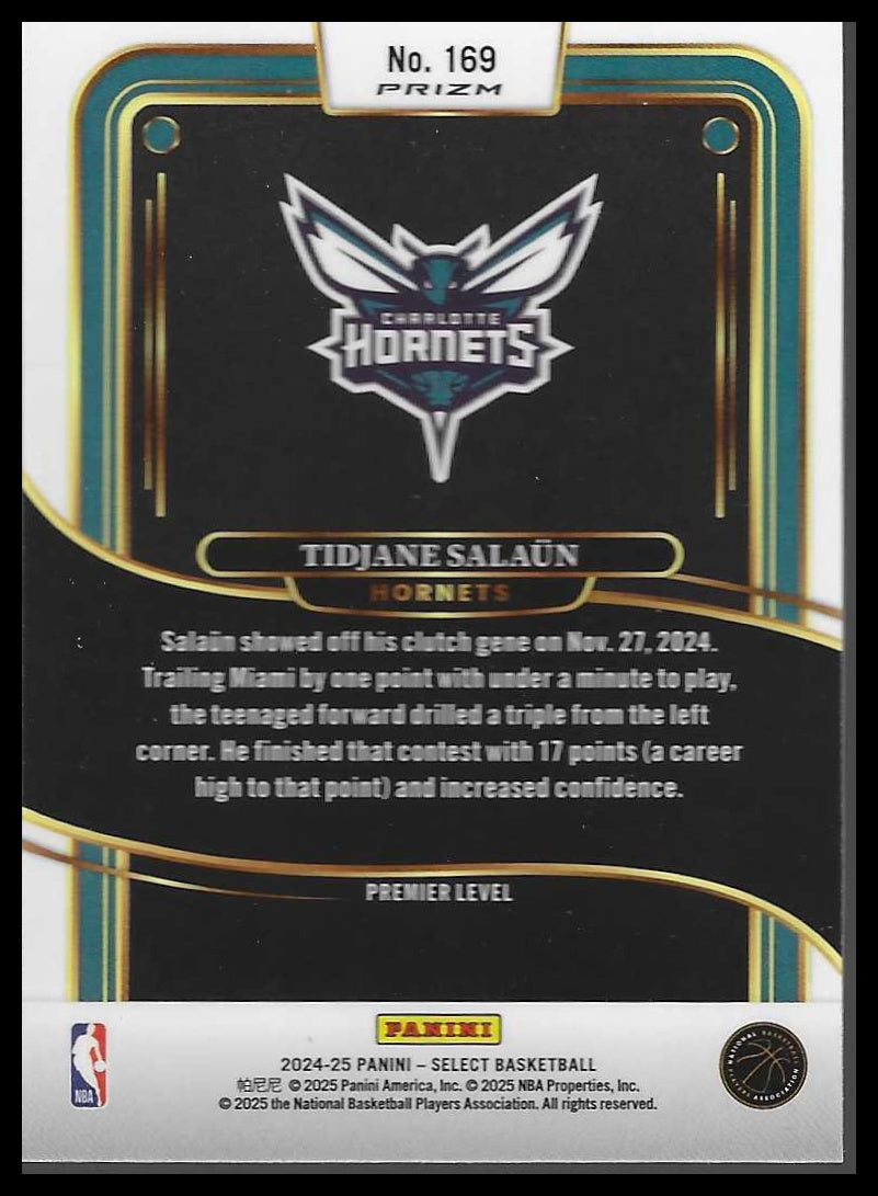 2024-25 Panini Select #169 Tidjane Salaun Silver Prizm