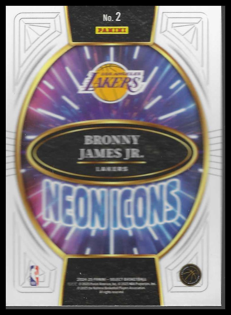 2024-25 Panini Select #2 Bronny James Jr. Neon Icons