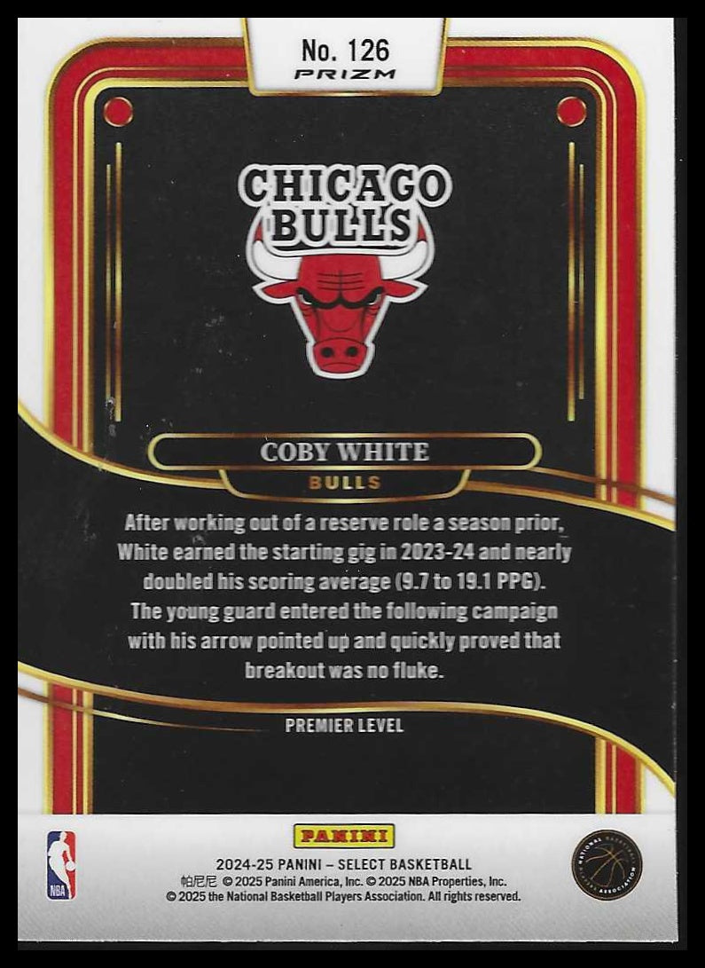 2024-25 Panini Select #126 Coby White Green White Purple Prizm