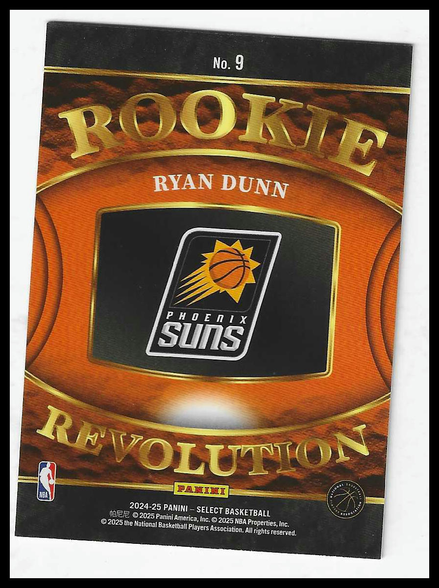 2024-25 Panini Select #9 Ryan Dunn Rookie Revolution